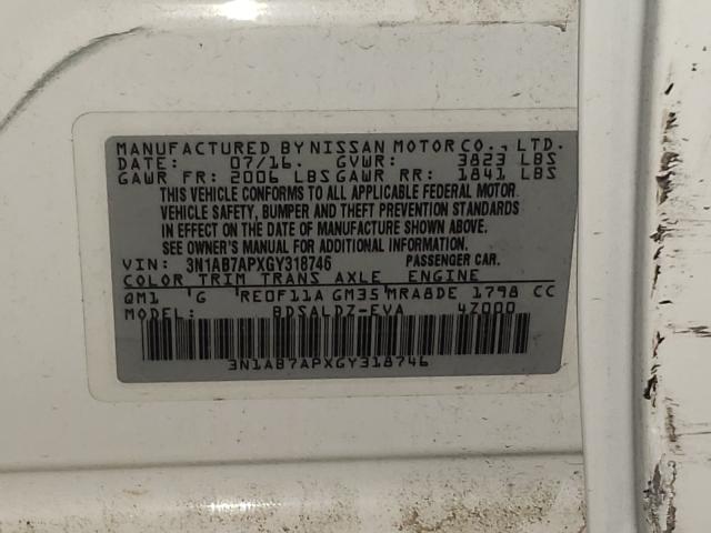 Photo 9 VIN: 3N1AB7APXGY318746 - NISSAN SENTRA S 