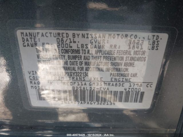 Photo 8 VIN: 3N1AB7APXGY322134 - NISSAN SENTRA 