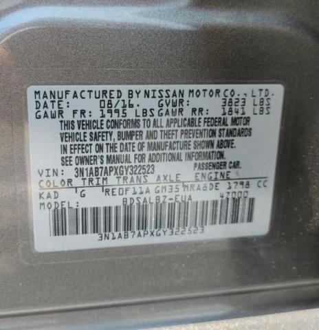 Photo 9 VIN: 3N1AB7APXGY322523 - NISSAN SENTRA 