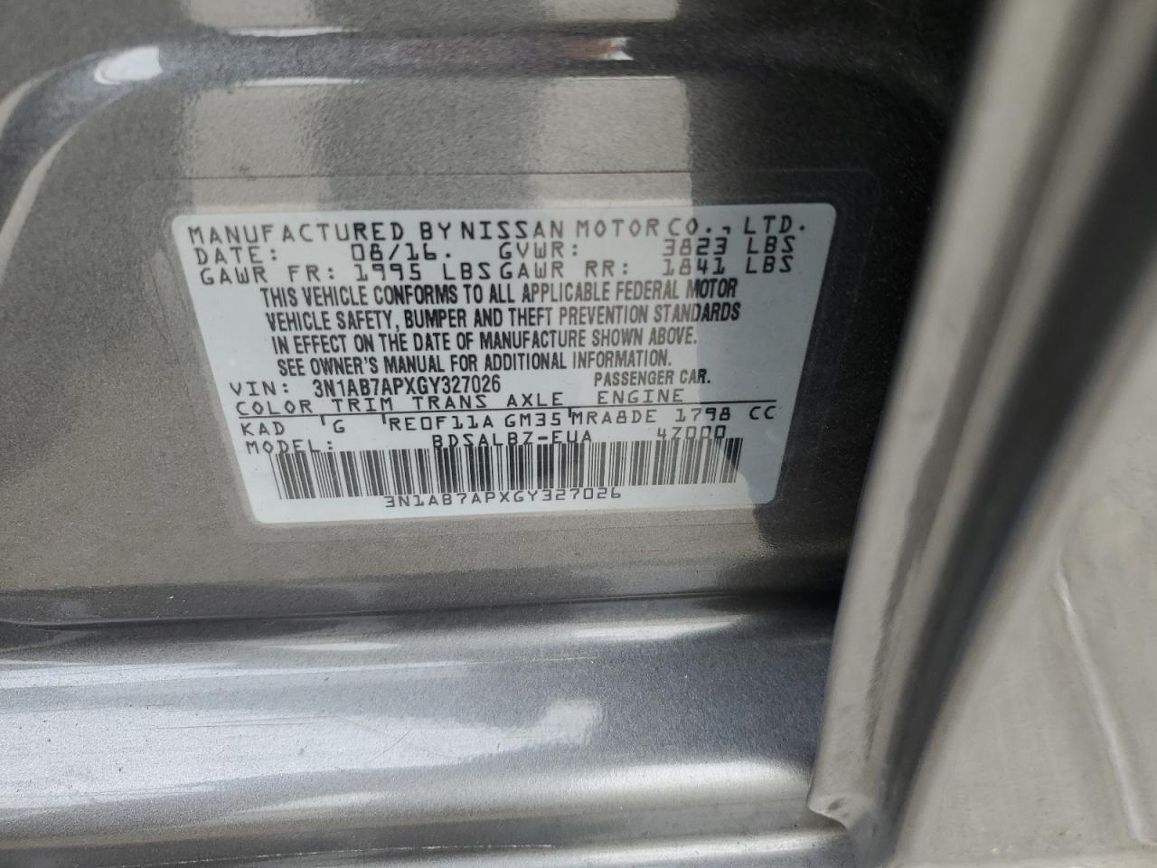 Photo 11 VIN: 3N1AB7APXGY327026 - NISSAN SENTRA 