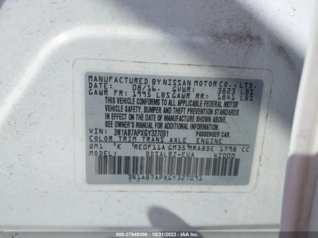 Photo 8 VIN: 3N1AB7APXGY327091 - NISSAN SENTRA 