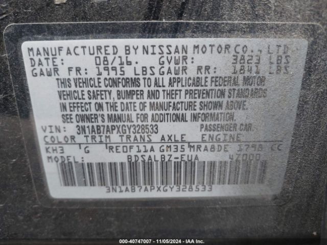 Photo 8 VIN: 3N1AB7APXGY328533 - NISSAN SENTRA 