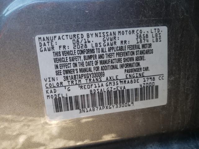 Photo 9 VIN: 3N1AB7APXGY330069 - NISSAN SENTRA S 