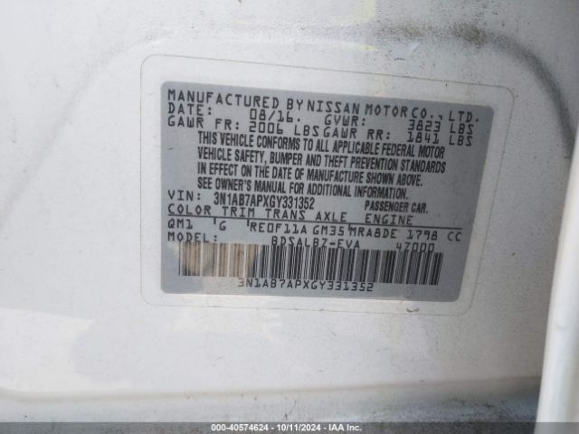 Photo 8 VIN: 3N1AB7APXGY331352 - NISSAN SENTRA 