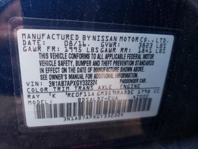 Photo 9 VIN: 3N1AB7APXGY332324 - NISSAN SENTRA S 