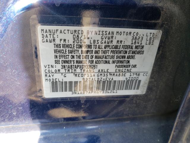 Photo 9 VIN: 3N1AB7APXGY336261 - NISSAN SENTRA S 