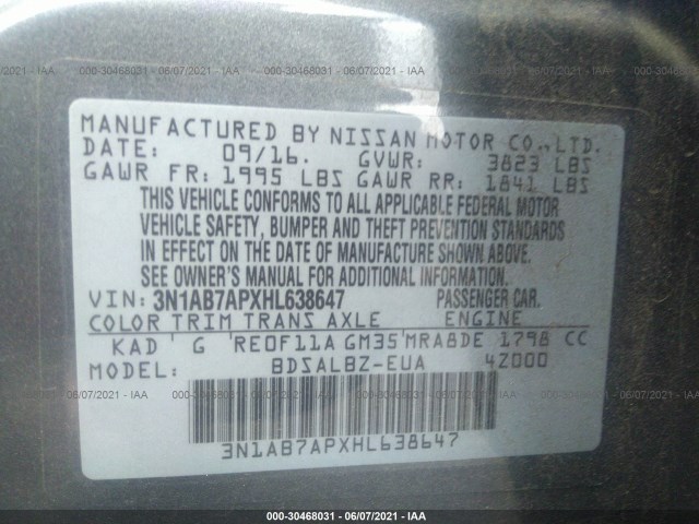 Photo 8 VIN: 3N1AB7APXHL638647 - NISSAN SENTRA 