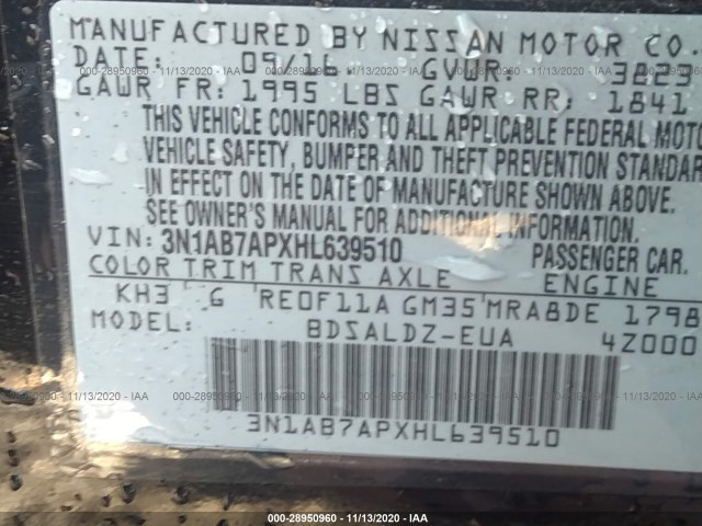 Photo 8 VIN: 3N1AB7APXHL639510 - NISSAN SENTRA 