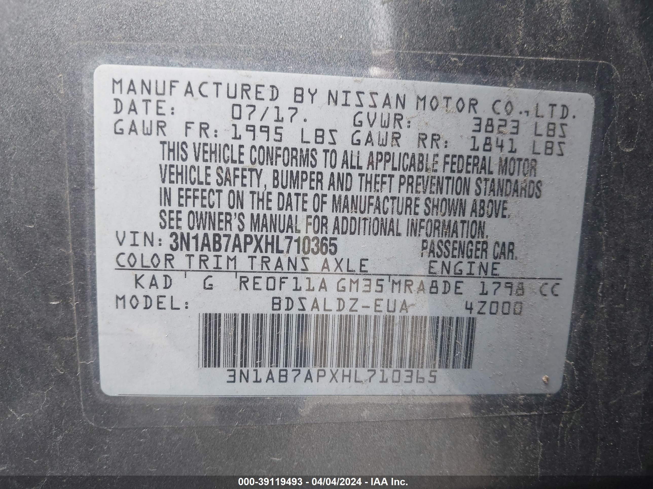 Photo 8 VIN: 3N1AB7APXHL710365 - NISSAN SENTRA 