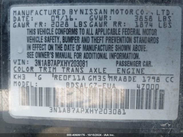 Photo 8 VIN: 3N1AB7APXHY203081 - NISSAN SENTRA 