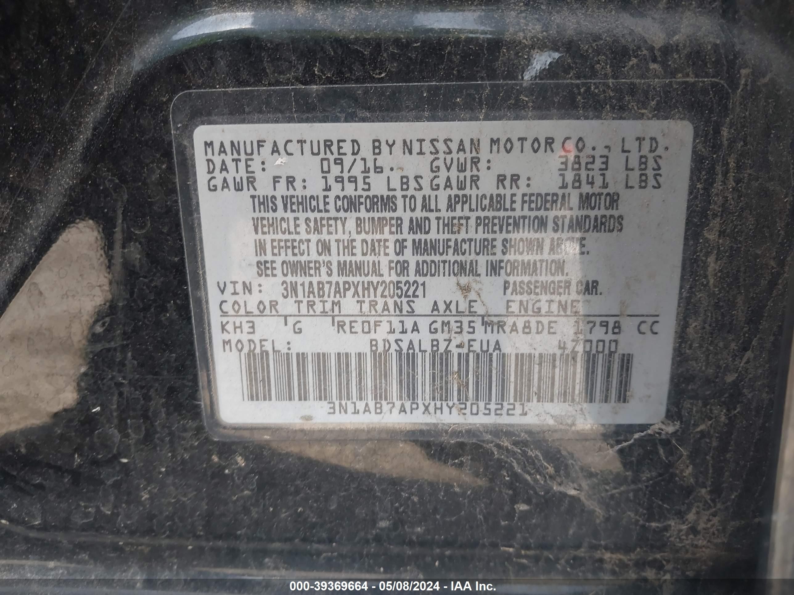 Photo 8 VIN: 3N1AB7APXHY205221 - NISSAN SENTRA 