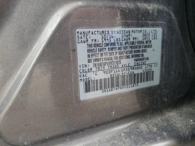 Photo 9 VIN: 3N1AB7APXHY211875 - NISSAN SENTRA S 