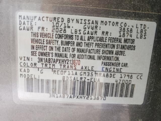 Photo 9 VIN: 3N1AB7APXHY213870 - NISSAN SENTRA S 