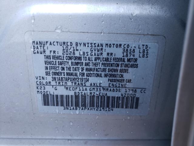 Photo 9 VIN: 3N1AB7APXHY219104 - NISSAN SENTRA S 