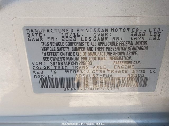 Photo 8 VIN: 3N1AB7APXHY225033 - NISSAN SENTRA 