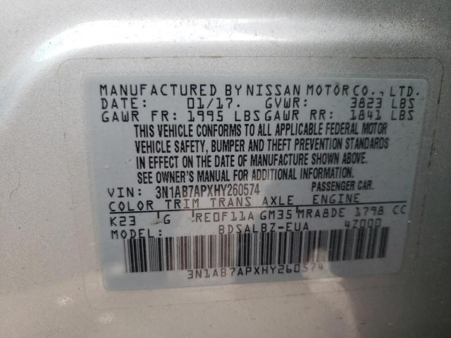 Photo 11 VIN: 3N1AB7APXHY260574 - NISSAN SENTRA S 