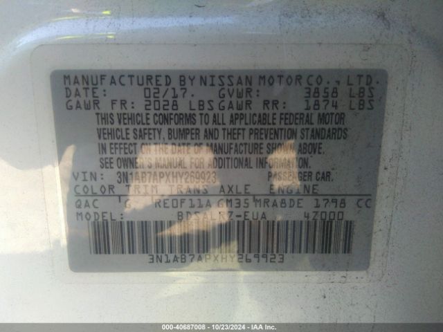 Photo 8 VIN: 3N1AB7APXHY269923 - NISSAN SENTRA 