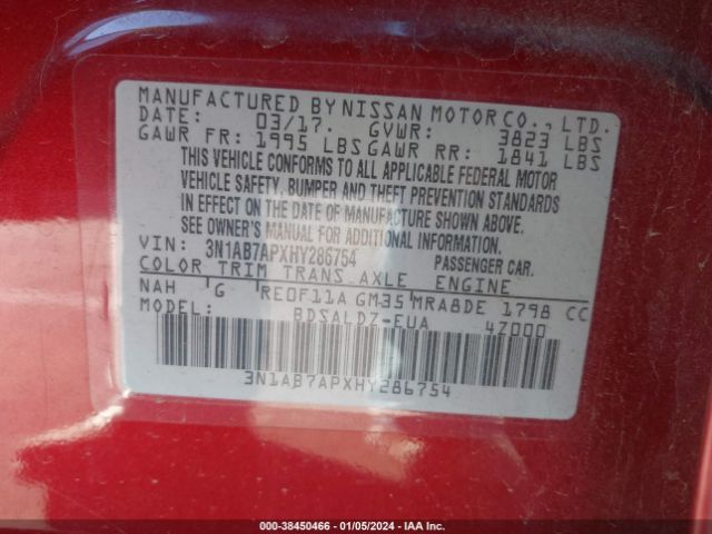 Photo 8 VIN: 3N1AB7APXHY286754 - NISSAN SENTRA 