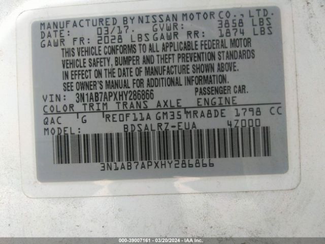 Photo 8 VIN: 3N1AB7APXHY286866 - NISSAN SENTRA 