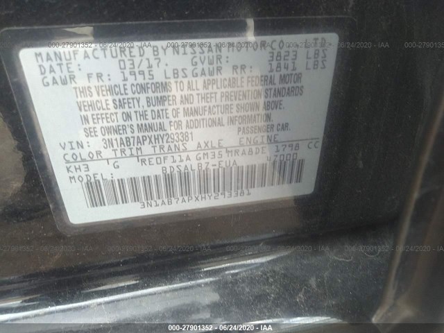 Photo 8 VIN: 3N1AB7APXHY293381 - NISSAN SENTRA 