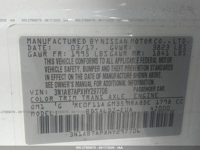 Photo 8 VIN: 3N1AB7APXHY297706 - NISSAN SENTRA 