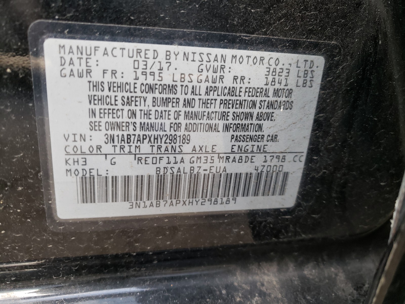 Photo 9 VIN: 3N1AB7APXHY298189 - NISSAN SENTRA S 