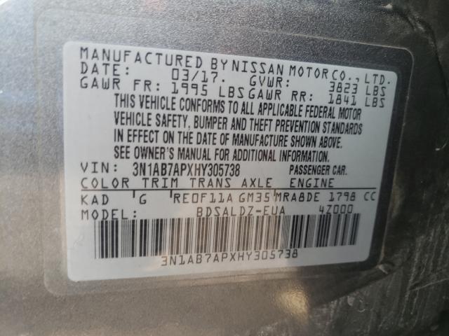 Photo 9 VIN: 3N1AB7APXHY305738 - NISSAN SENTRA S 