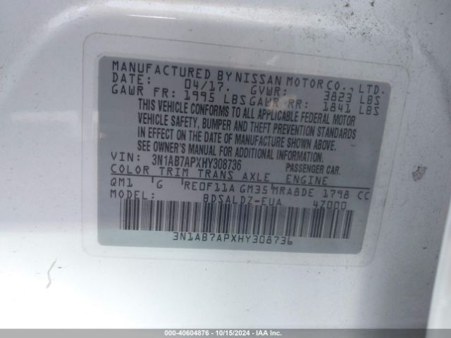 Photo 8 VIN: 3N1AB7APXHY308736 - NISSAN SENTRA 