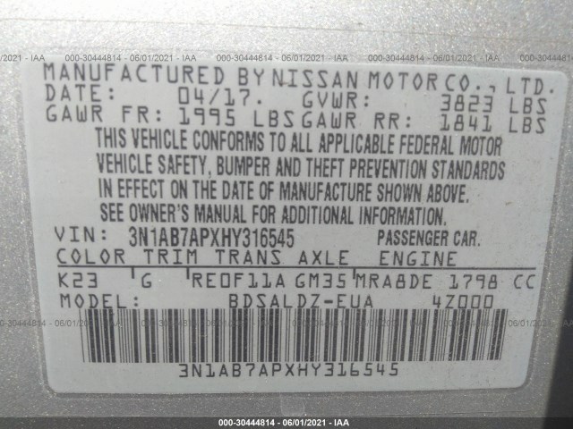 Photo 8 VIN: 3N1AB7APXHY316545 - NISSAN SENTRA 