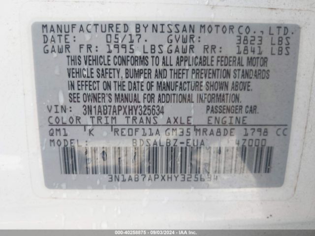 Photo 8 VIN: 3N1AB7APXHY325634 - NISSAN SENTRA 