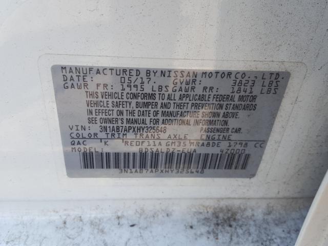 Photo 9 VIN: 3N1AB7APXHY325648 - NISSAN SENTRA S 