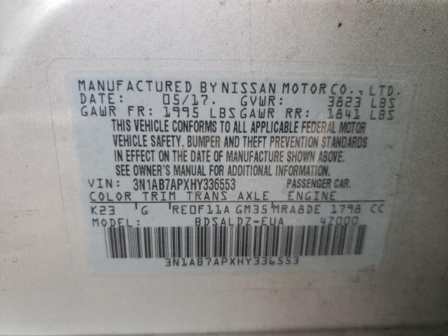 Photo 9 VIN: 3N1AB7APXHY336553 - NISSAN SENTRA S 