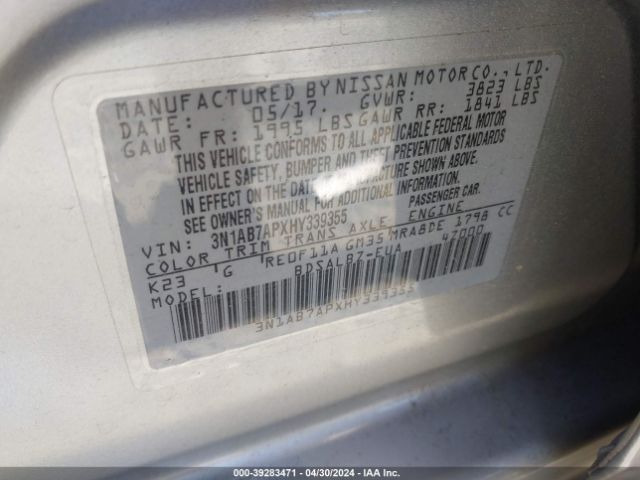 Photo 8 VIN: 3N1AB7APXHY339355 - NISSAN SENTRA 