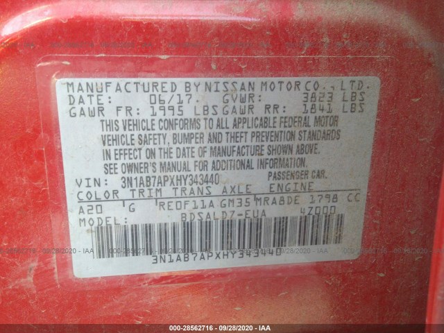 Photo 8 VIN: 3N1AB7APXHY343440 - NISSAN SENTRA 