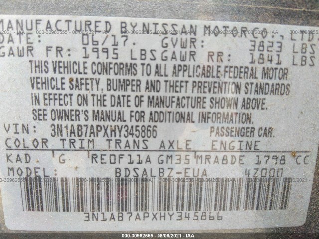 Photo 8 VIN: 3N1AB7APXHY345866 - NISSAN SENTRA 