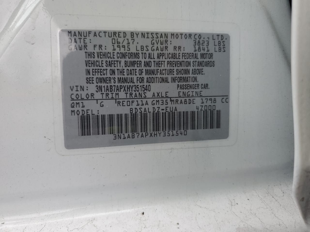 Photo 12 VIN: 3N1AB7APXHY351540 - NISSAN SENTRA 