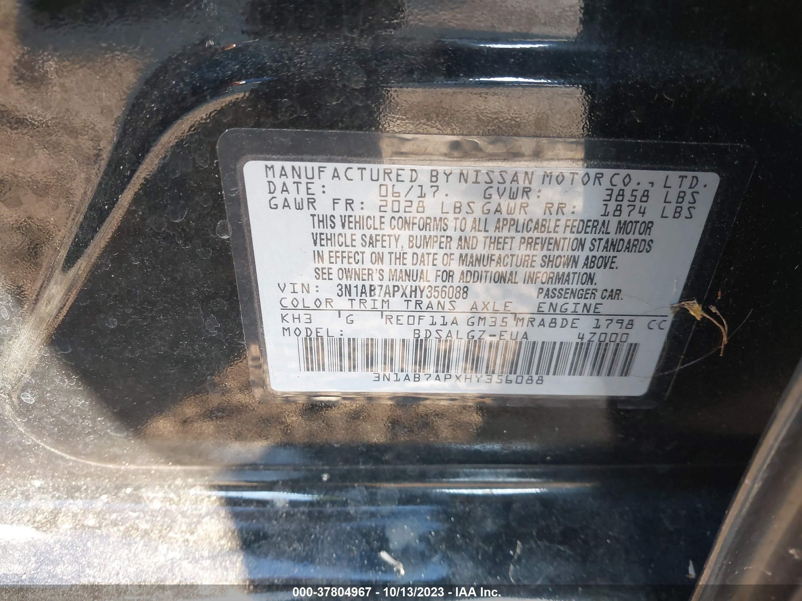 Photo 8 VIN: 3N1AB7APXHY356088 - NISSAN SENTRA 