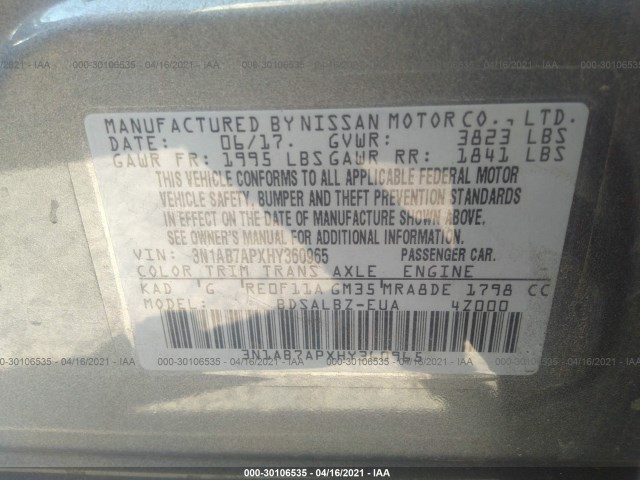 Photo 8 VIN: 3N1AB7APXHY360965 - NISSAN SENTRA 