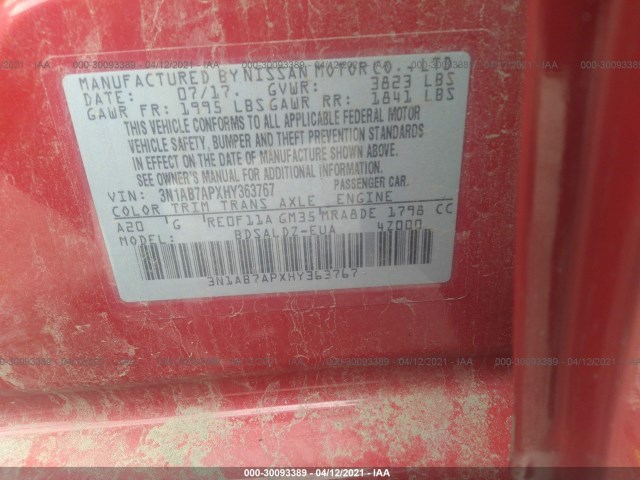 Photo 8 VIN: 3N1AB7APXHY363767 - NISSAN SENTRA 