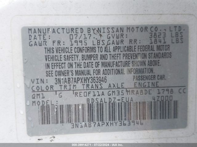 Photo 8 VIN: 3N1AB7APXHY363946 - NISSAN SENTRA 