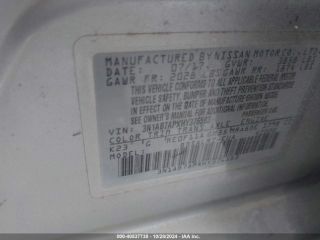 Photo 8 VIN: 3N1AB7APXHY376583 - NISSAN SENTRA 