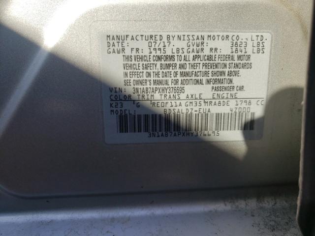 Photo 9 VIN: 3N1AB7APXHY376695 - NISSAN SENTRA S 