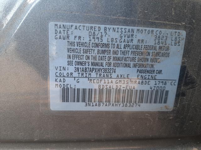 Photo 9 VIN: 3N1AB7APXHY383274 - NISSAN SENTRA S 