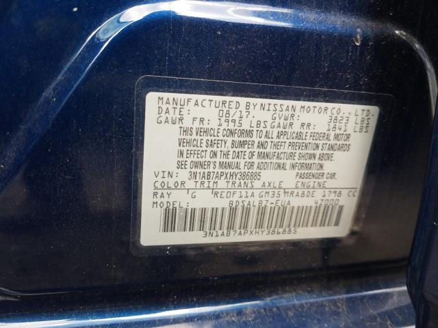 Photo 9 VIN: 3N1AB7APXHY386885 - NISSAN SENTRA S 