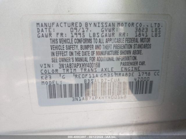 Photo 8 VIN: 3N1AB7APXHY400168 - NISSAN SENTRA 