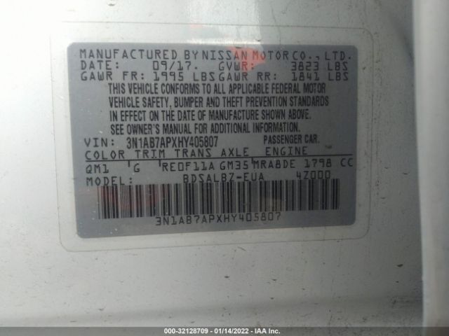 Photo 8 VIN: 3N1AB7APXHY405807 - NISSAN SENTRA 