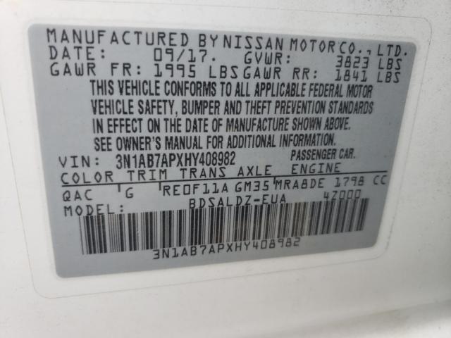 Photo 9 VIN: 3N1AB7APXHY408982 - NISSAN SENTRA S 