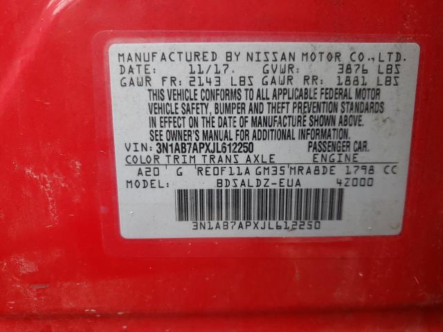 Photo 9 VIN: 3N1AB7APXJL612250 - NISSAN SENTRA S 