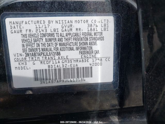 Photo 8 VIN: 3N1AB7APXJL613186 - NISSAN SENTRA 