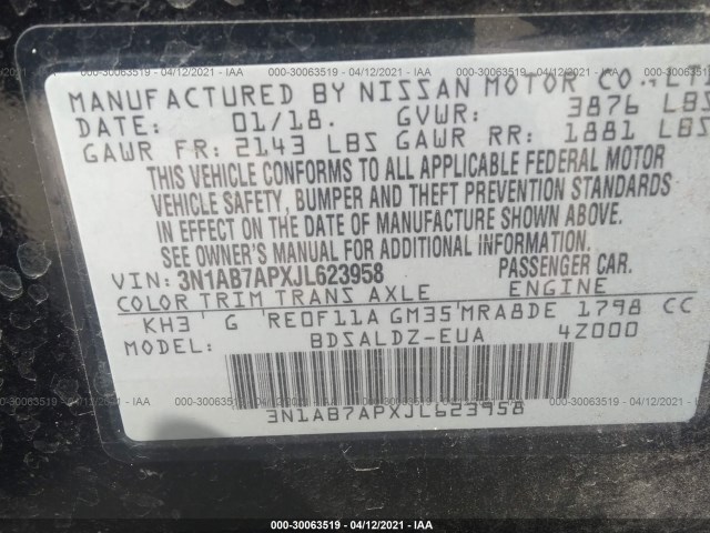 Photo 8 VIN: 3N1AB7APXJL623958 - NISSAN SENTRA 